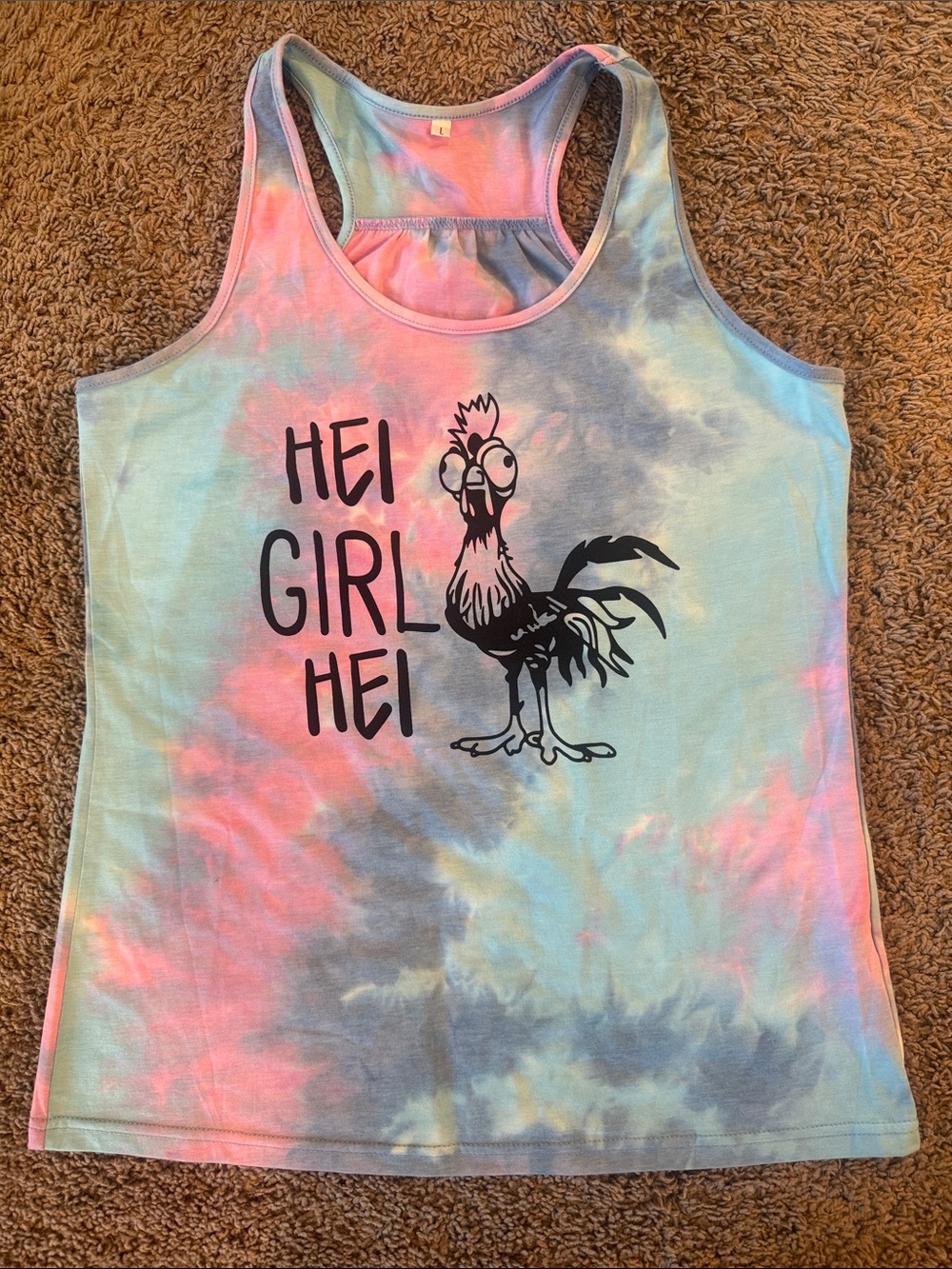 Disney Moana Tie-Dye Racerback Tank Top with 'Hei Girl Hei' Graphic - Pastel